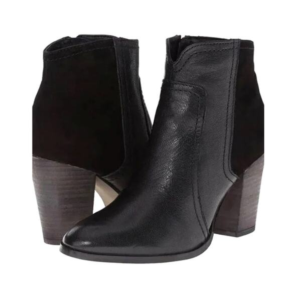 Dune London Women's 7 Pollo Western Ankle Boot Leather Suede Heeled Black 38 - Picture 1 of 8